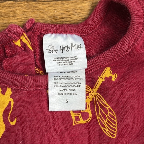Harry Potter Wizarding World Ruffle Sleeve House Logo Romper - Picture 3 of 6